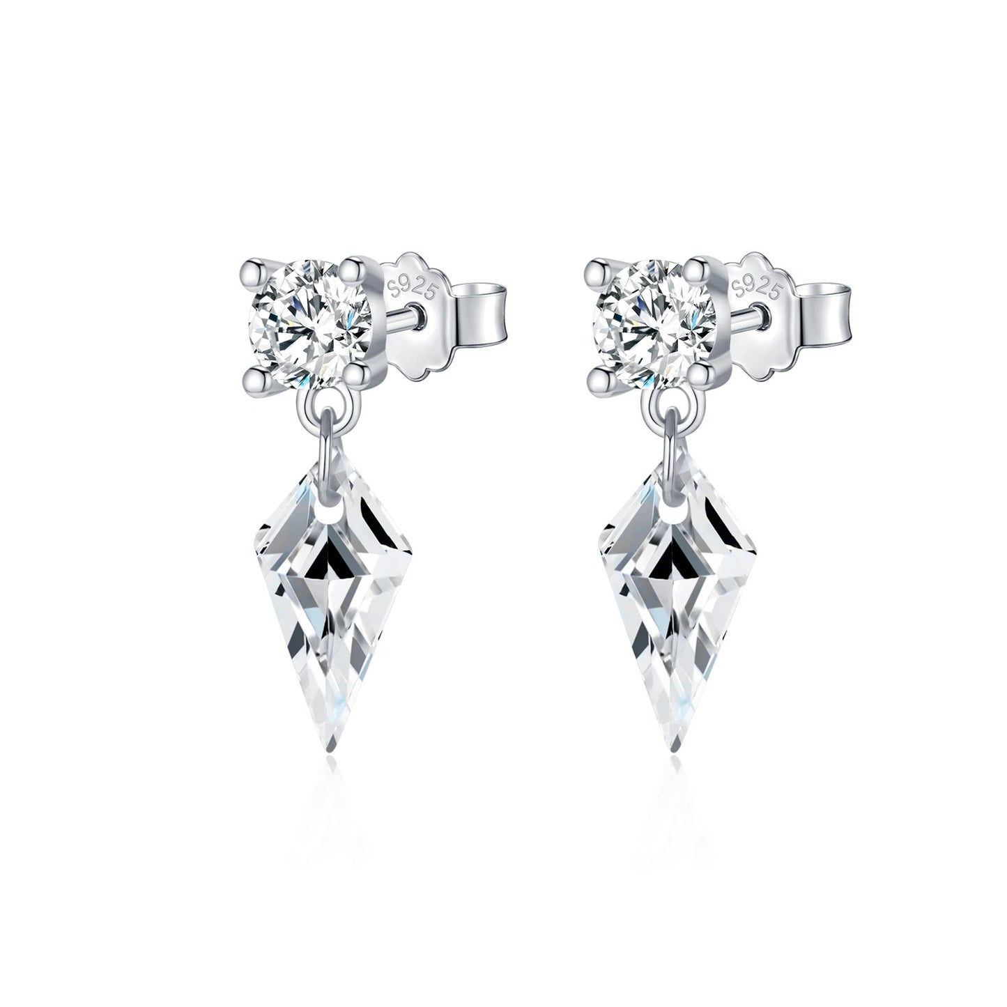Kite Zirconia Stud Earrings – 925 Sterling Silver