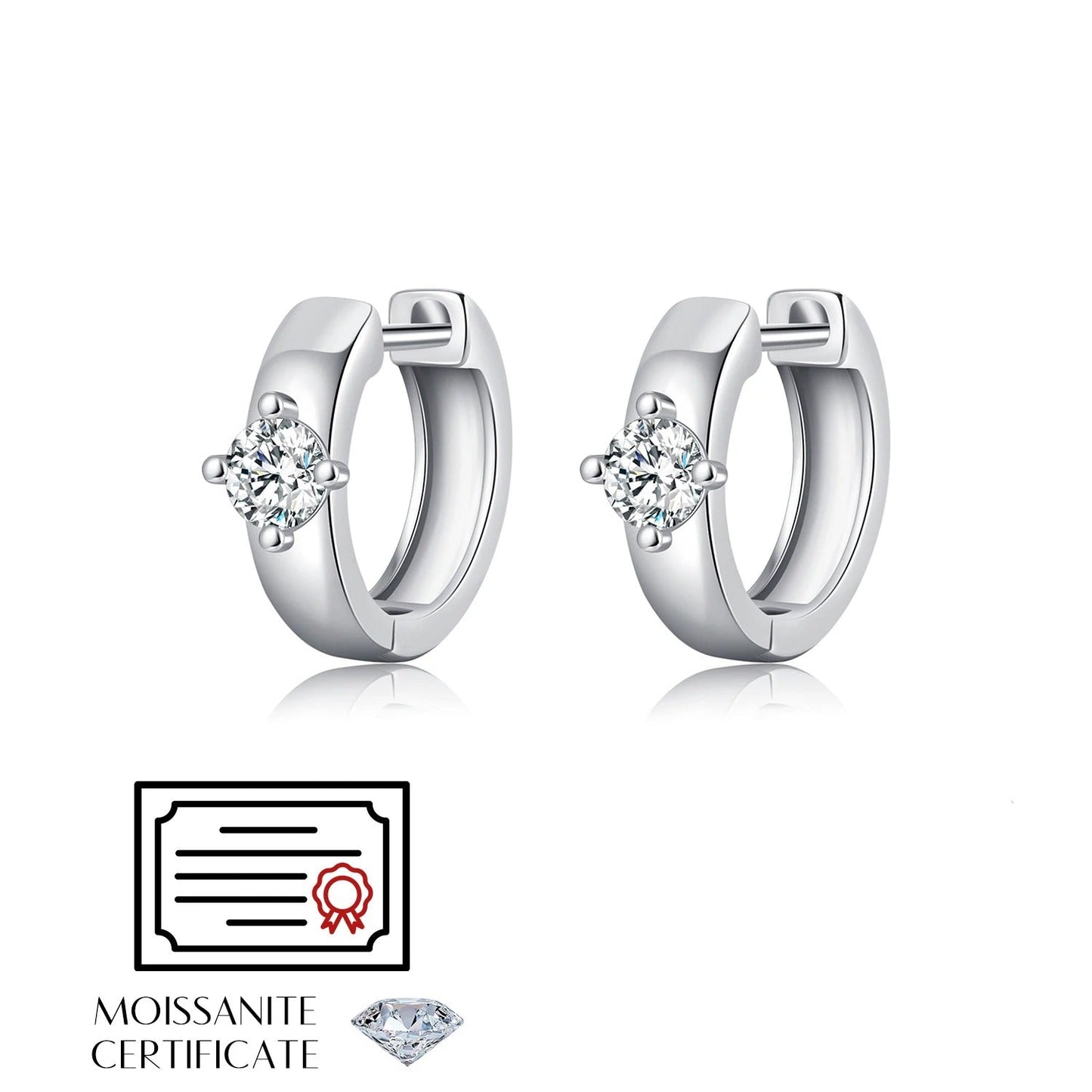 Round Moissanite Hoop Earrings – 925 Sterling Silver D Colour Wedding Earrings