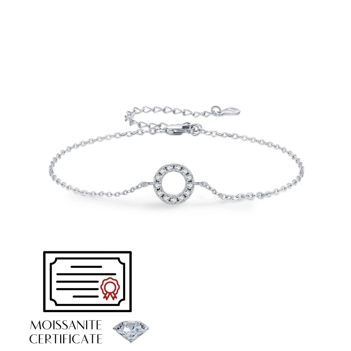 D Colour VVS1 Moissanite Bracelet – 925 Sterling Silver Hollow Round Link Chain Fine Jewellery