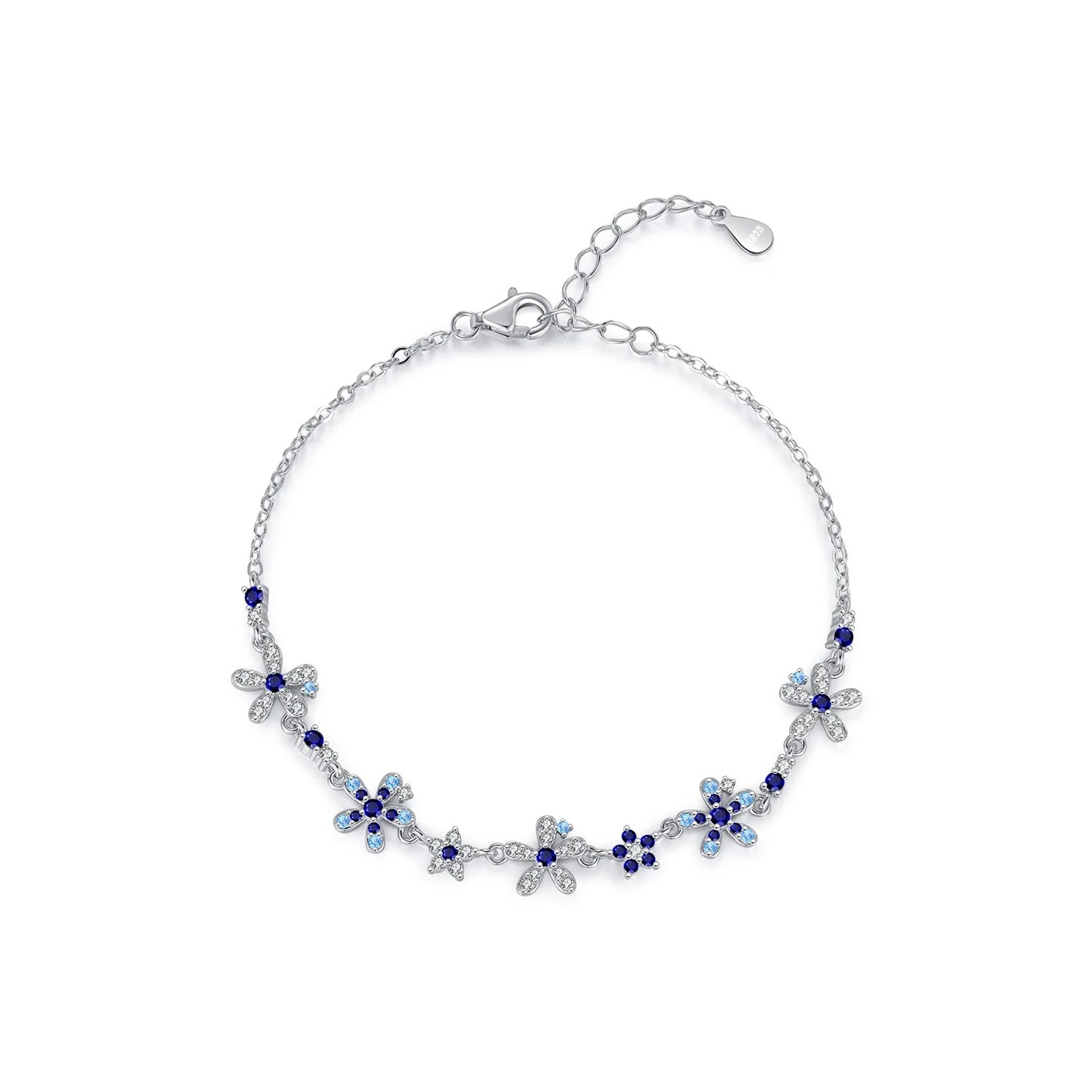 Floral CZ Bracelet – 925 Sterling Silver Chain Bracelet