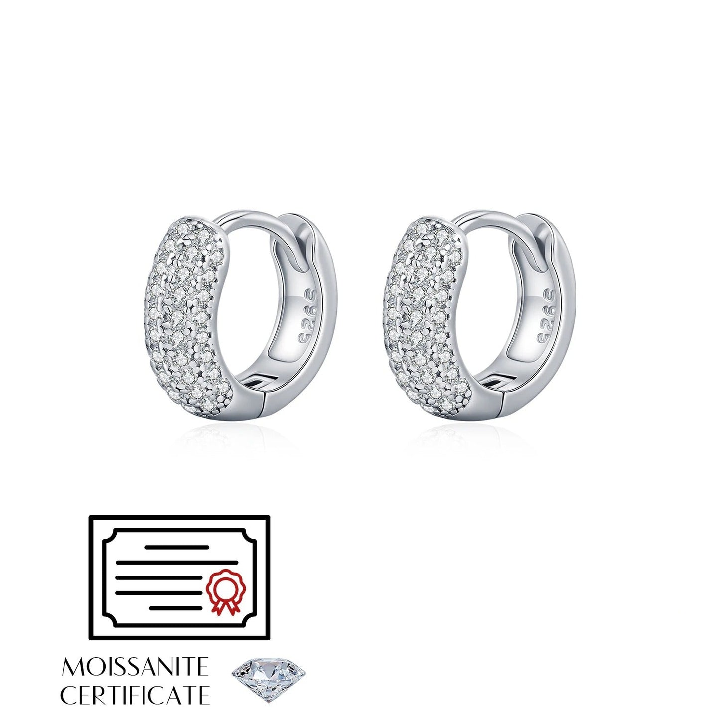 D Colour VVS1 Moissanite Circle Hoop Earrings – 925 Sterling Silver Luxury Fine Jewellery